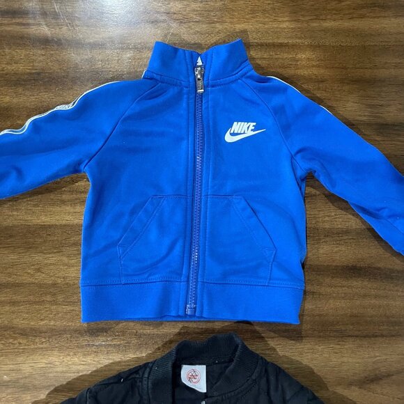 Kids Jacket Bundle - Nike Baby Blue Zip-Up & Black Quilted Jacket w/ Zipper 12mo - Picture 6 of 7